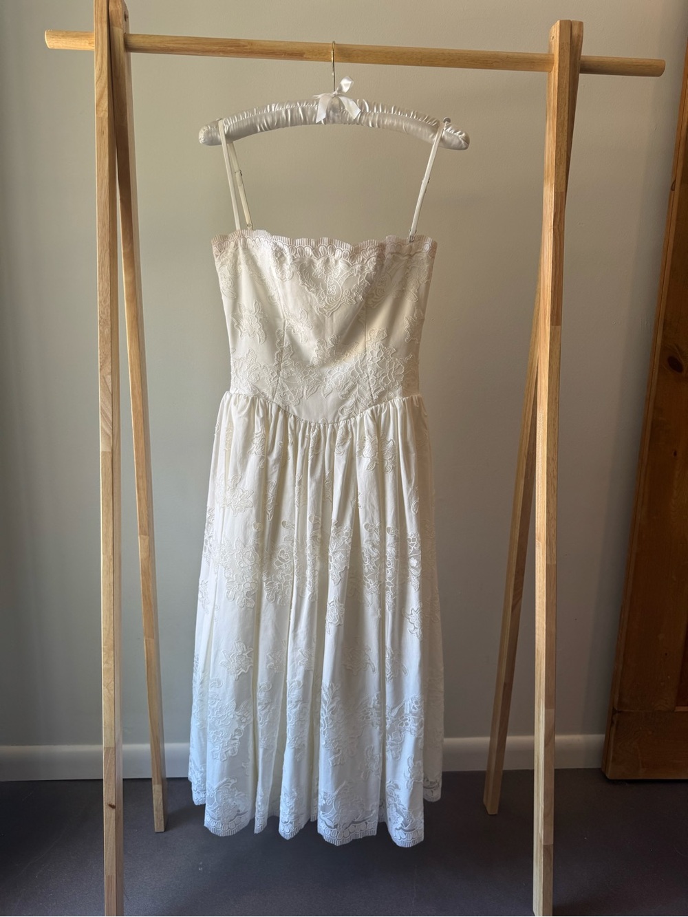 House of CB Chloe White Custom Lace + Cotton Midi Sundress - Picture 13 of 14
